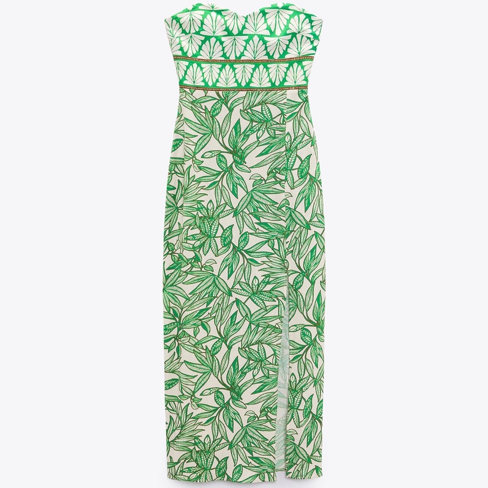 Zara Printed Strapless Dress